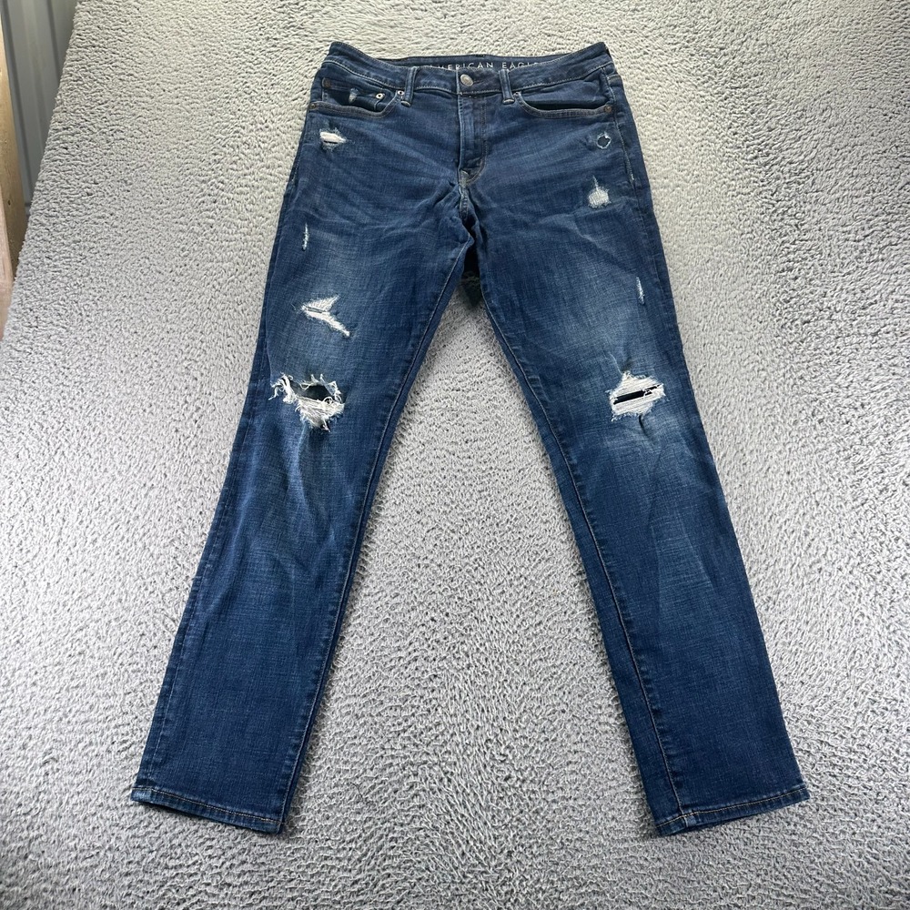 American Eagle Outfitters Jeans Mens 30x32 Blue Denim Skinny Athletic Distressed